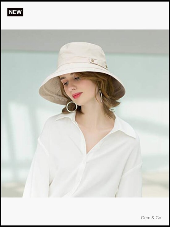 Womens Cotton Wide Brim Sun Hat UPF50+ UV Packable Beach Travel Bucket Cap main image 7